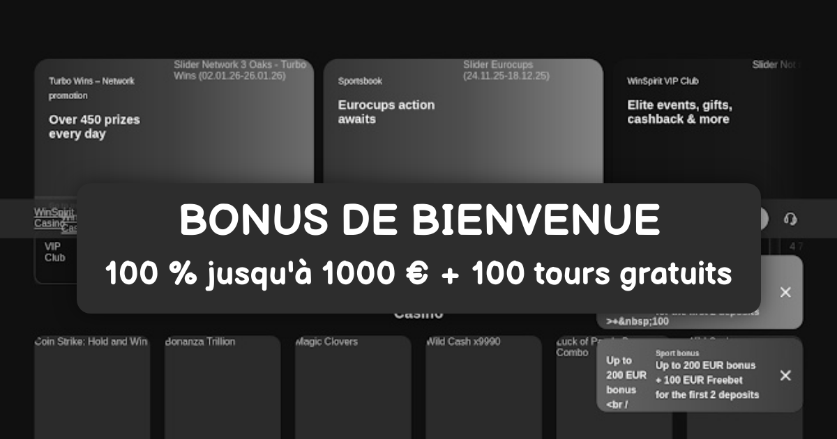 Winspirit Casino welcome bonus