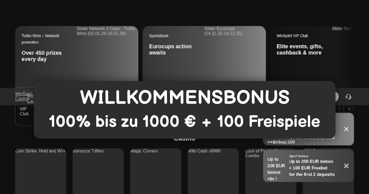 Winspirit Casino welcome bonus